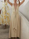 Plunging Split-Side Condole Belt Maxi Dresses