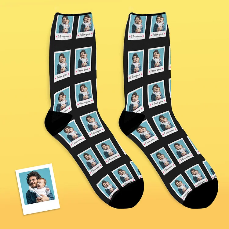 Custom I Love You Polaroid Socks