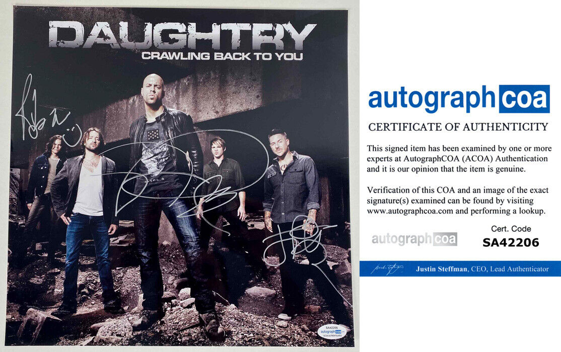 CHRIS DAUGHTRY signed Autographed DAUGHTRY CRAWLING BACK TO YOU 12X12 Photo Poster painting ACOA