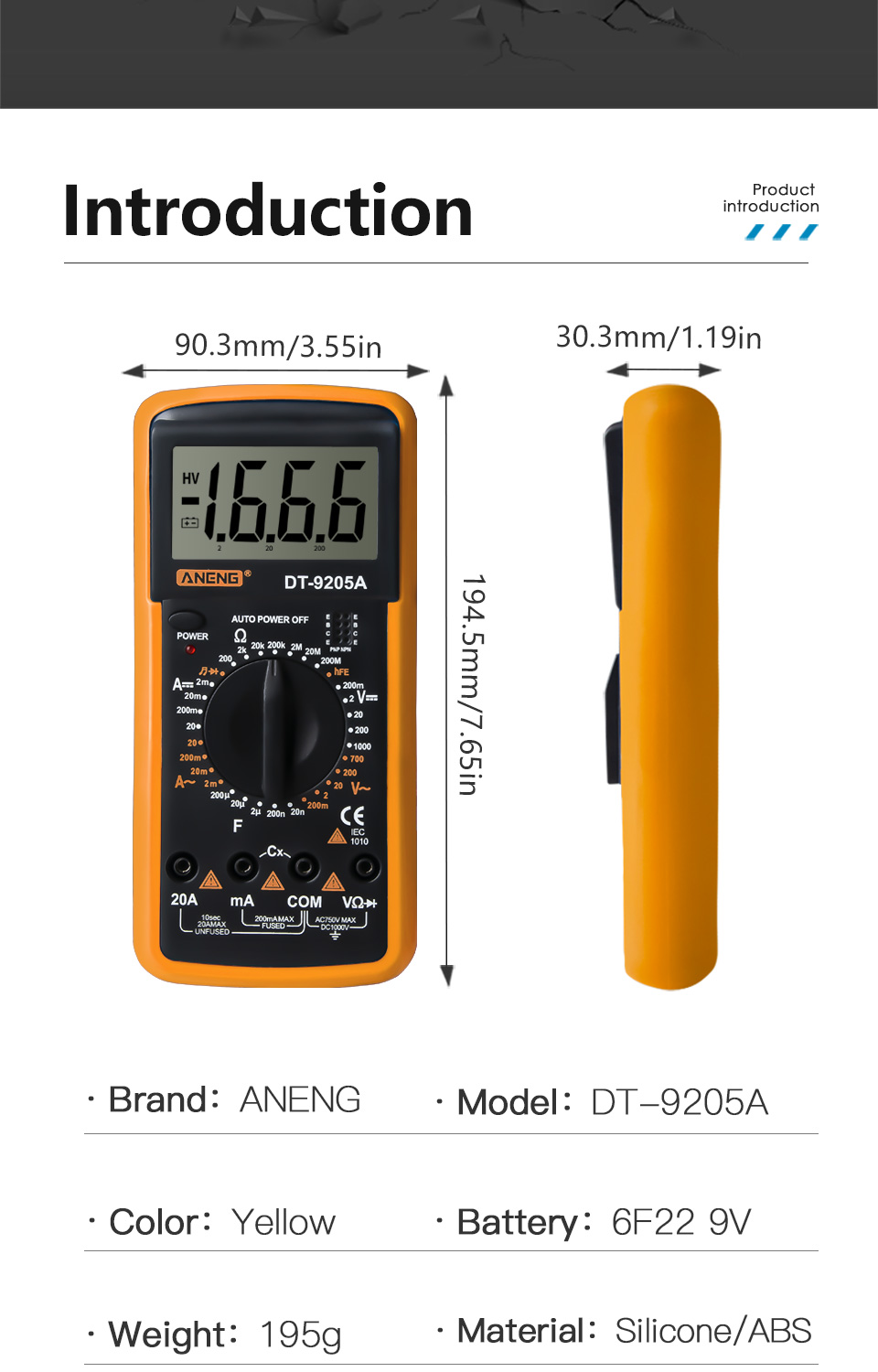 FOR ANENG DT9205A Digital Multimeter, High Accuracy Auto