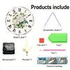 2D DIY Acrylic White Flower Diamond Painting Wall Clock Pendant w/Clock Function