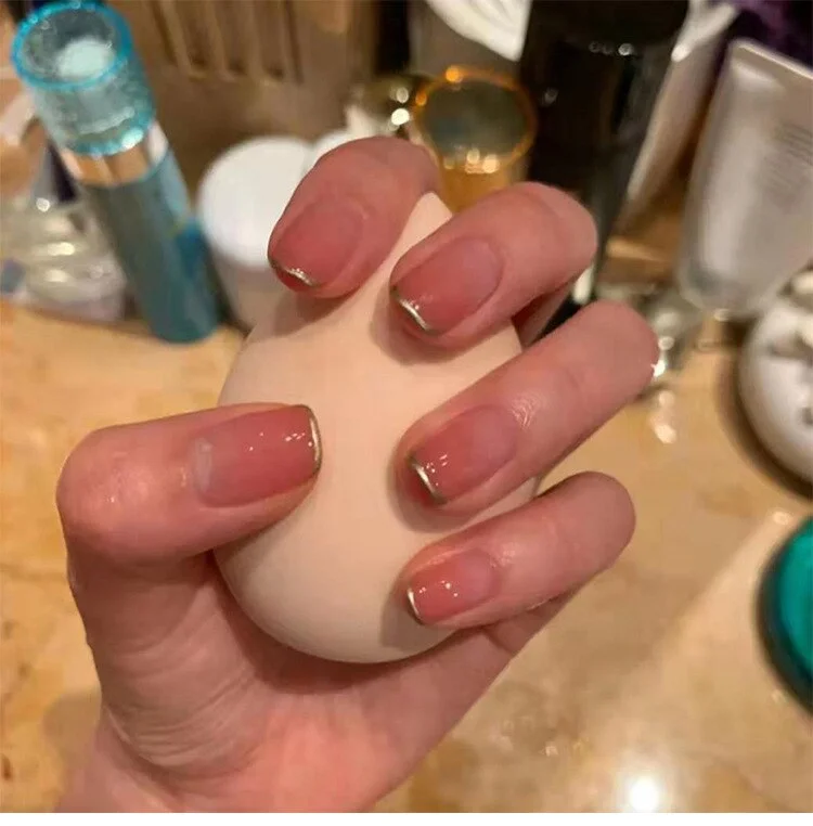 Fashion 24pc/set 10 Sizes Fake Nails Full Cover French False Nail Tips With Double-Sided Nail Adhesive Tab Press On Coffin Nail-Nail Inspo