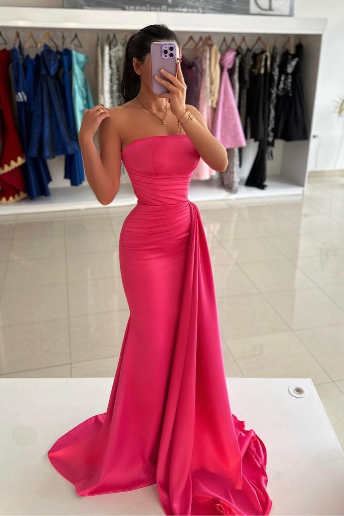  New Arrival Strapless Mermaid Evening Gown Long Split With Ruffle - lulusllly