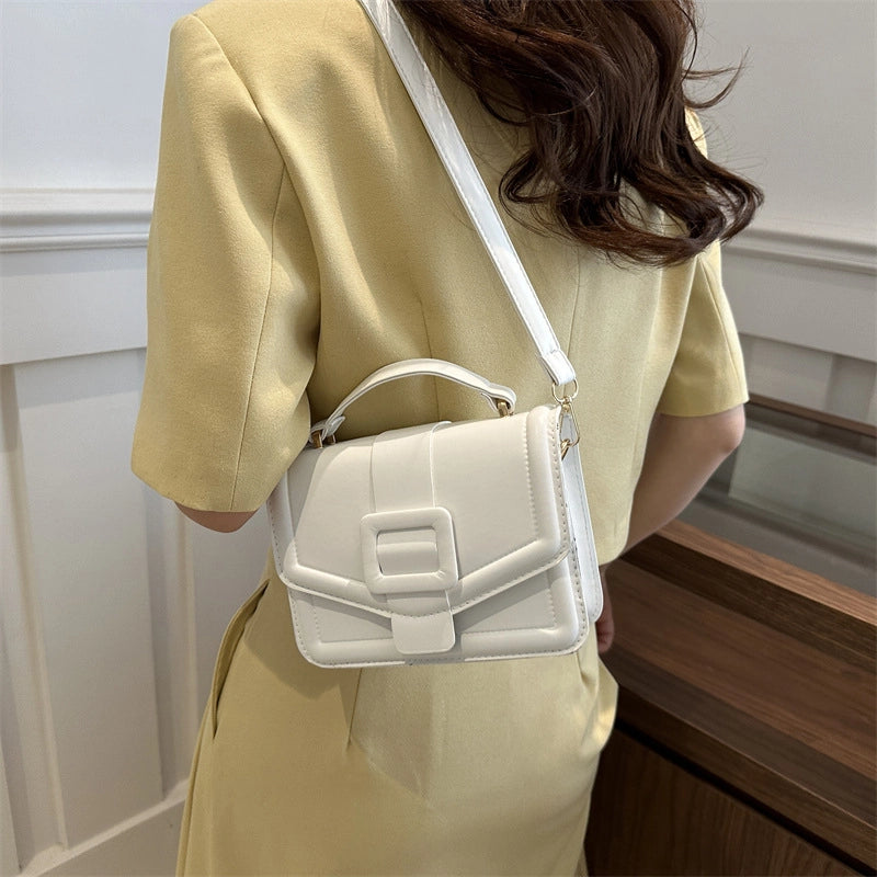 Women’s Medium Pu Leather Solid Color Streetwear Square Flip Cover Shoulder Bag Crossbody Bag