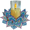 Mandala lotus acrylique DIY peinture en diamant porte-bougies sans bougies table de table de table pour d&eacute;butants adultes