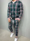 Men's Plaid Cardigan Jacket Trousers Sports Suit