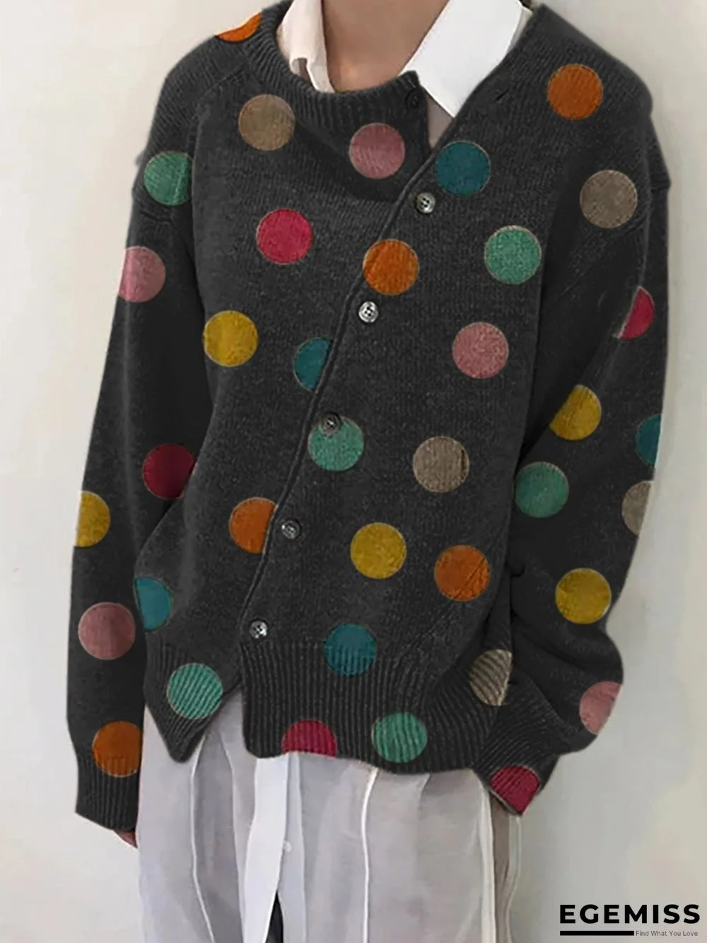 Acrylic Casual Polka Dots Sweater | EGEMISS