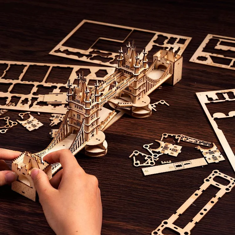 Puzzle DIY Toy Tower Bridge Big Ben Famous Building Wooden 3D
