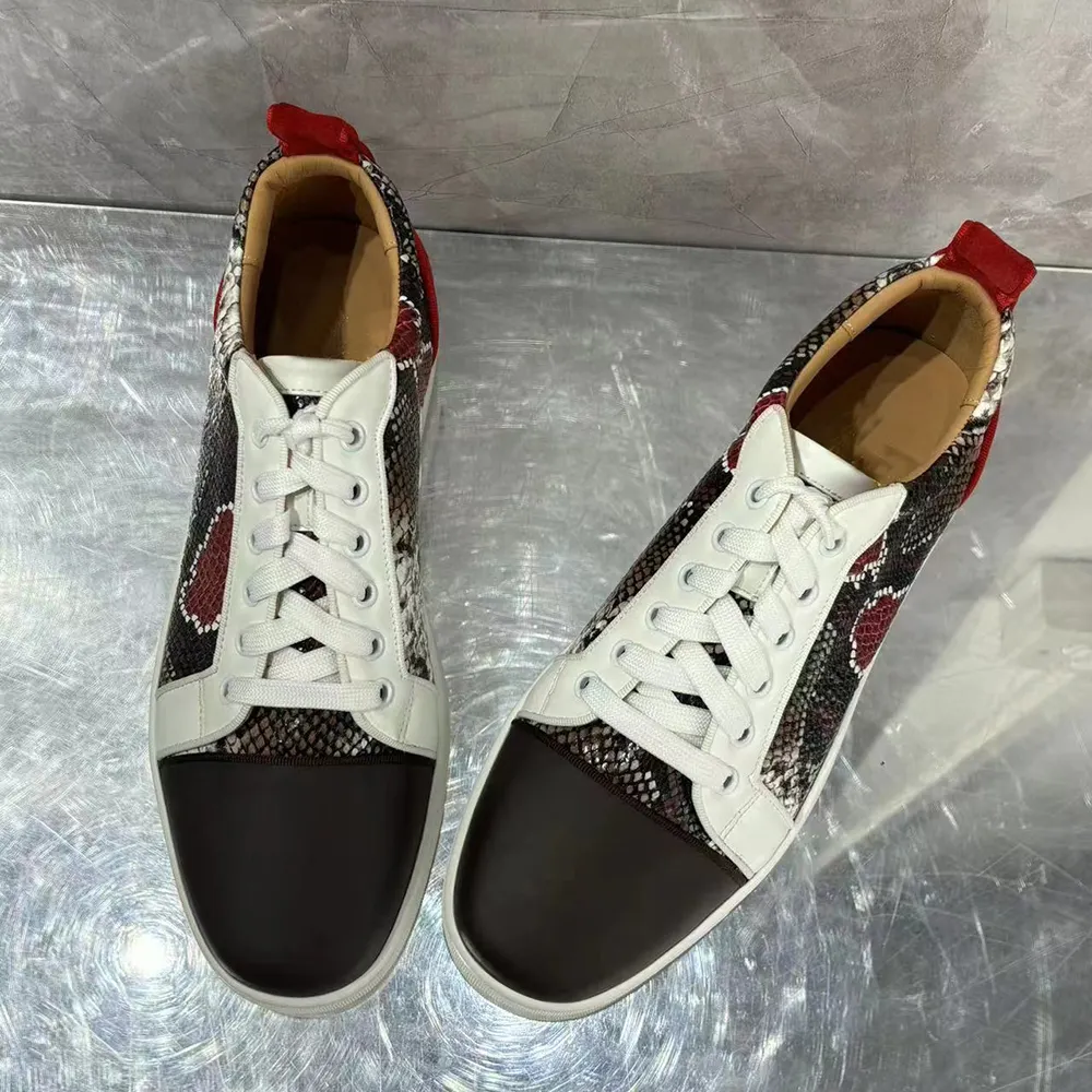 Gentleman's Red bottom Sneakers Flower Pattern Polyester Round Toe Sneakers-vocosishoes
