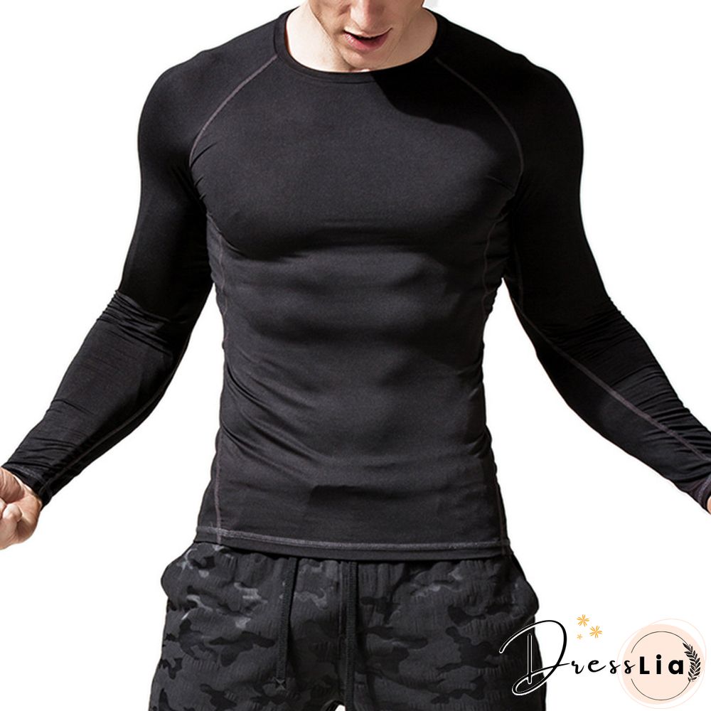Sports Quick Drying T-shirt Tights Elastic Fitness Clothes Compression Long Sleeve