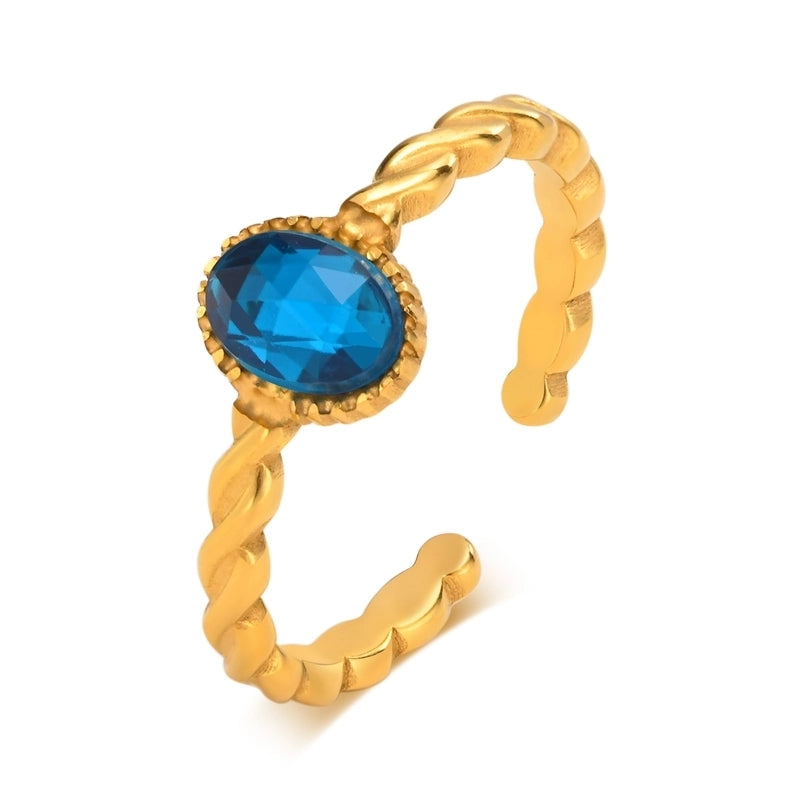 Fashion Oval 201 Stainless Steel Zircon Inlay Stainless Steel Rings