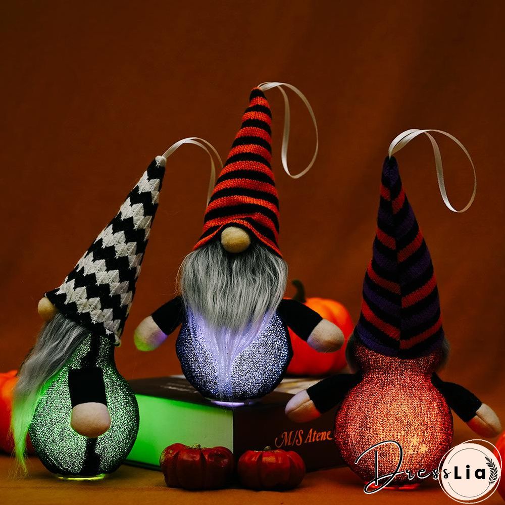 Halloween Gnome Hanging With Lights For Holiday Decoration