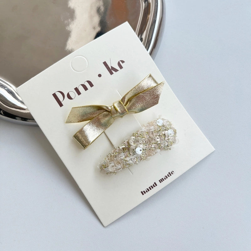 Cute Kid’S Heart Shape Bow Knot Leather Sequins Hair Clip