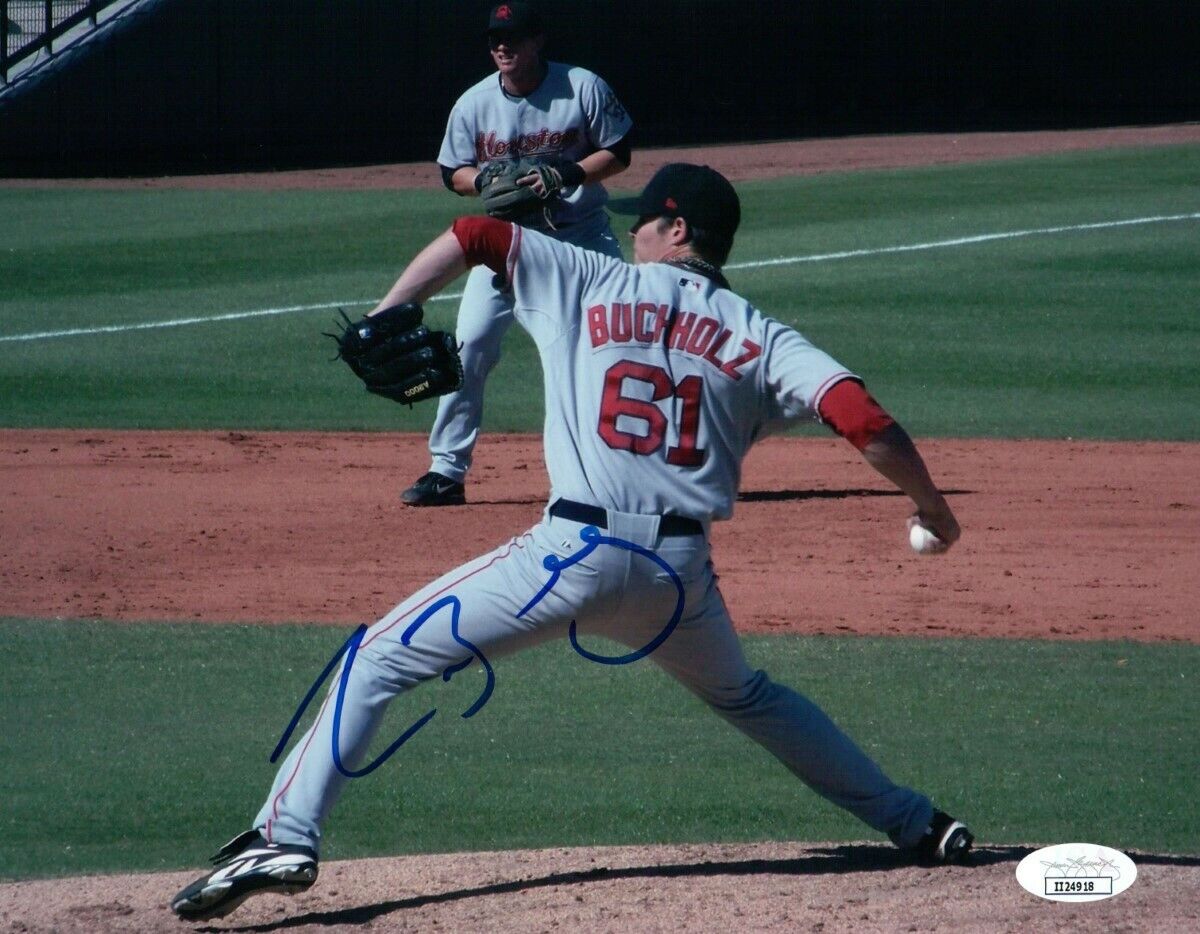 Clay Buchholz Signed Autographed 8X10 Photo Poster painting Road Pitching Red Sox JSA II24918