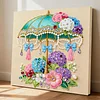 DIY Pearl Painting Flower Umbrella for Home Decor with Frame(25x25cm)