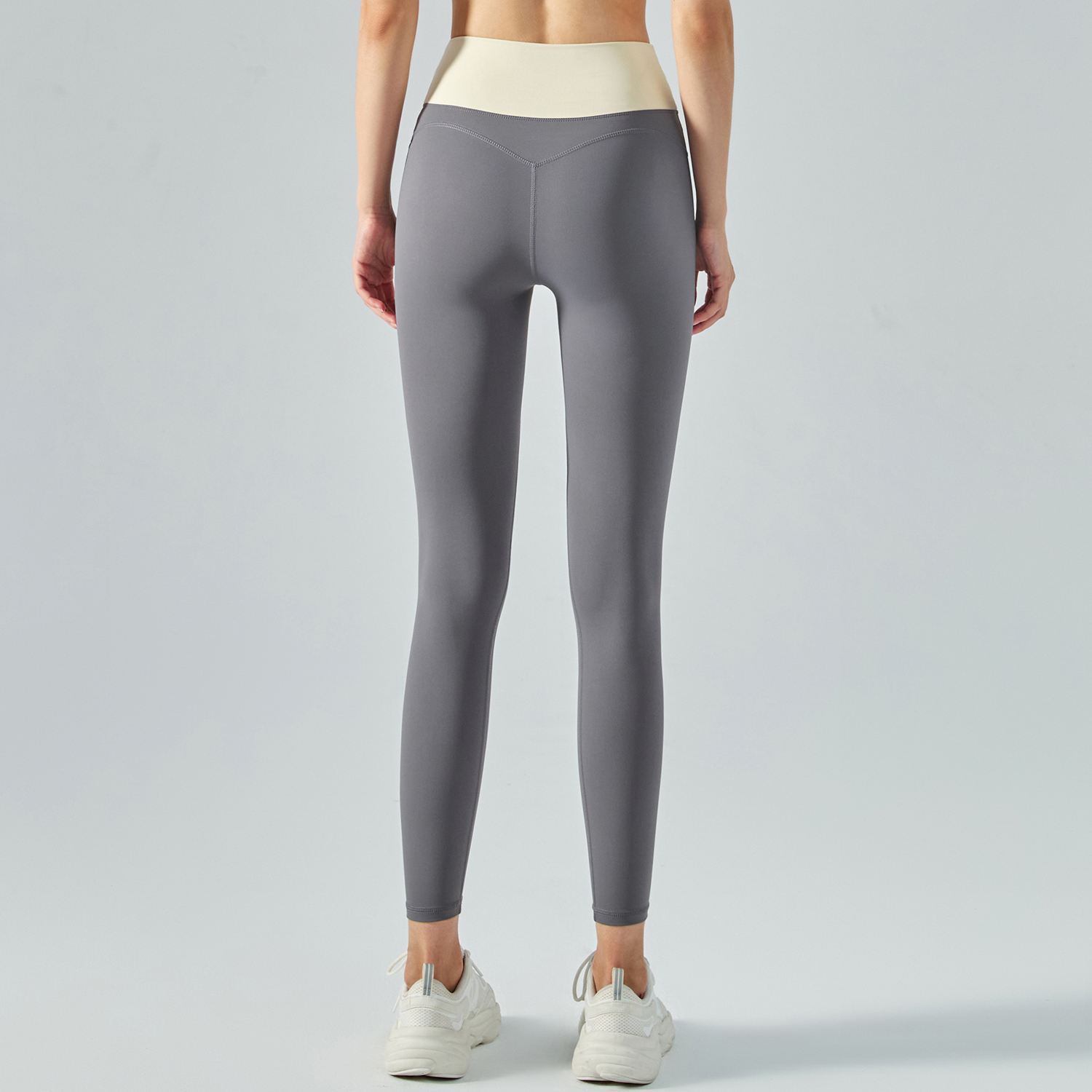 Hergymclothing Titanium women's thin contrast stitch yoga pants without front seam online shopping