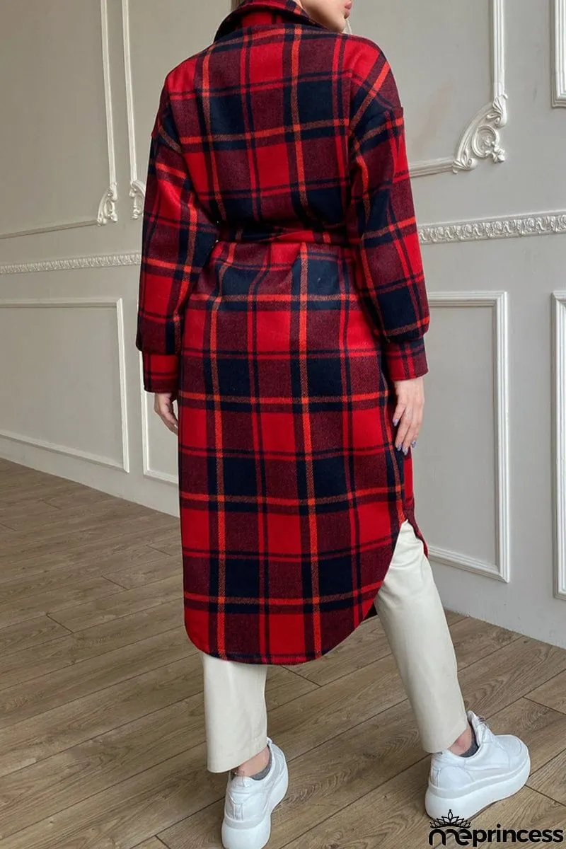 Sweet Elegant Plaid Striped Printing Shirt Collar Outerwear(3 Colros)
