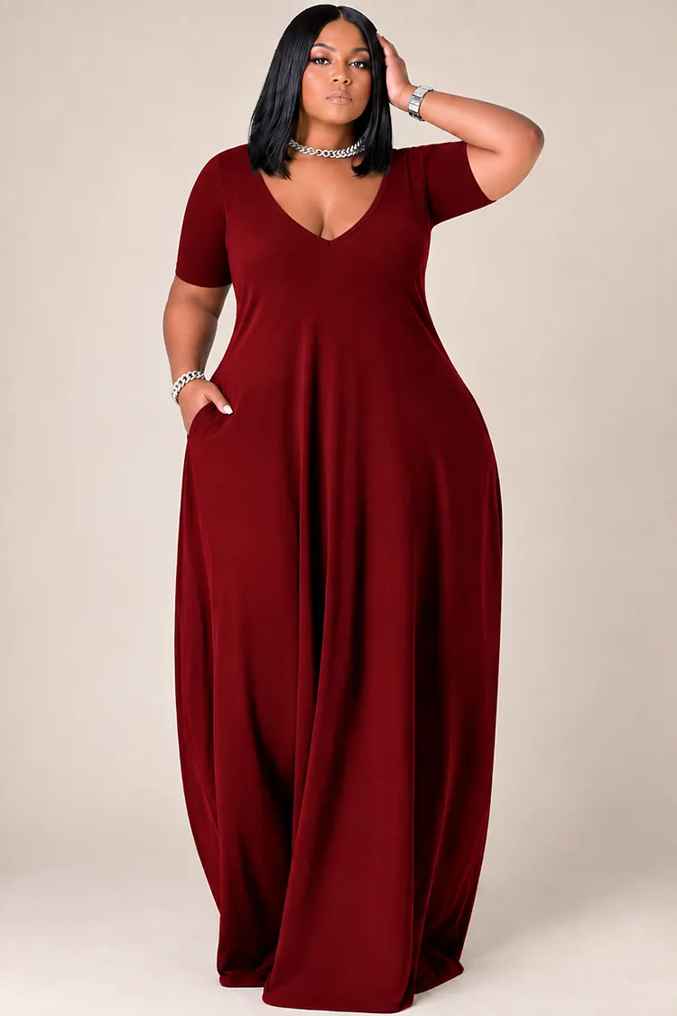 burgundy maxi dress plus size Xpluswear Casual Solid Short Sleeves Cocoon Sumemr Sun this dress shows off coastal-cowgirl Madison Emerald Green Bridesmaid Color:Sky Blue with Navy Diamond Geo