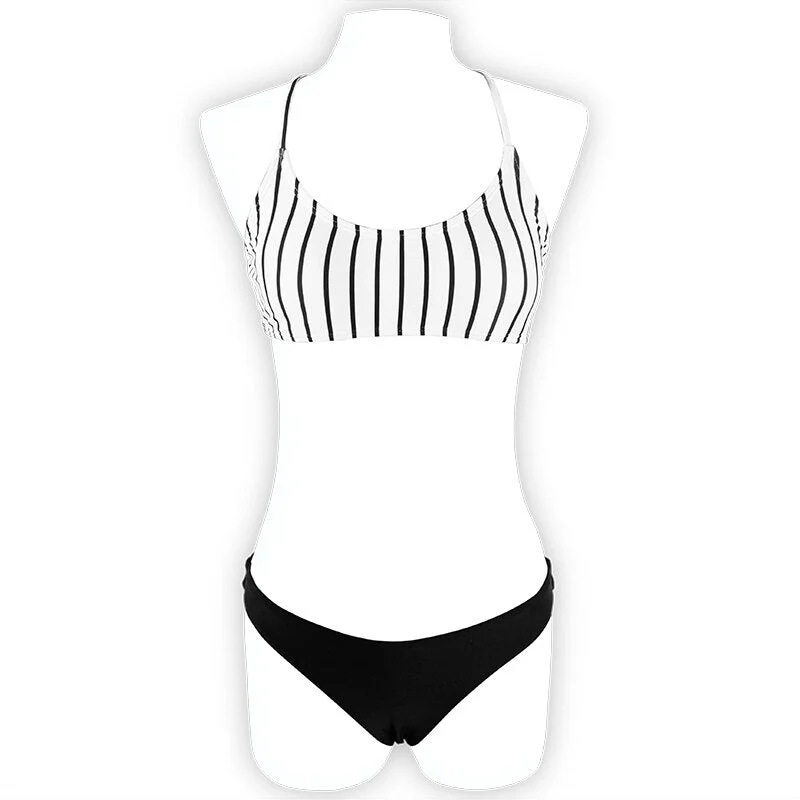 Bikini 2021 Swimwear Women Swimsuit Tube Top Bikini Set Striped Lace Up Brazilian Bathing Suit Beachwear Biquini Two Piece Party