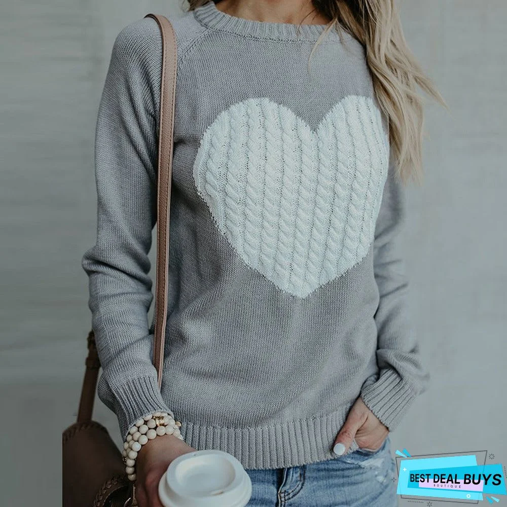 Fashion Turtleneck Love Sweater Woman