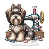 Ornement de bureau en diamant de chien de tailleur - per&ccedil;age &agrave; un seul c&ocirc;t&eacute;
