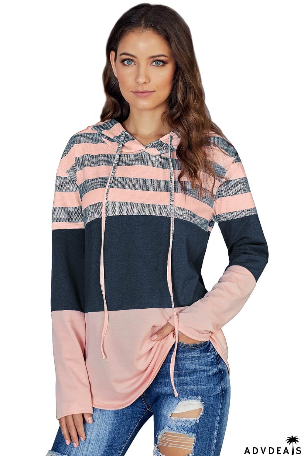 Color Block Drawstring Hoodie