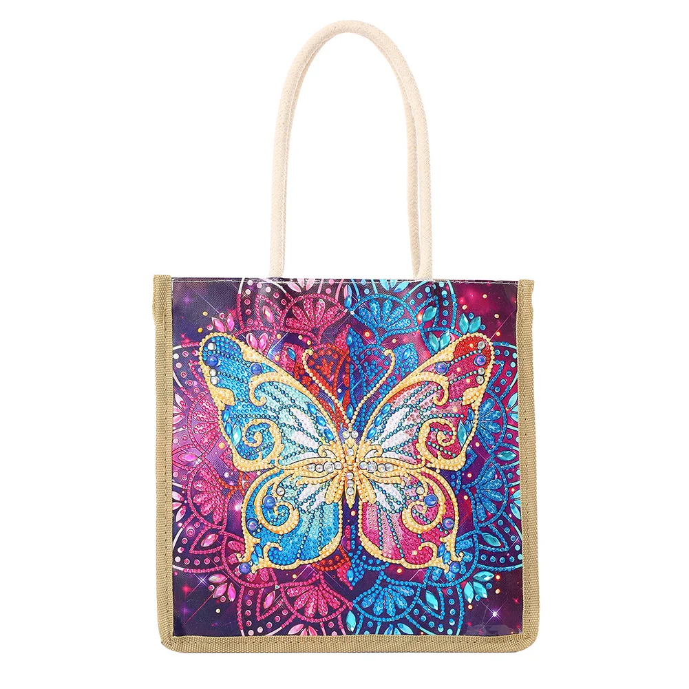 Butterfly Diamond Painting Handbag DIY Linen Shopping Tote Bag