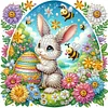 &OElig;uf de P&acirc;ques Abeille Lapin - Peinture sp&eacute;ciale au diamant -30*30 cm