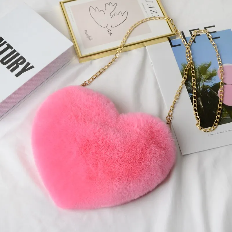 2021 Faux Fur Winter Women Shoulder Crossbody Bag Fashion Square Shaped Bag Female Chain Winter Warm Messenger Bag Plush Handbag