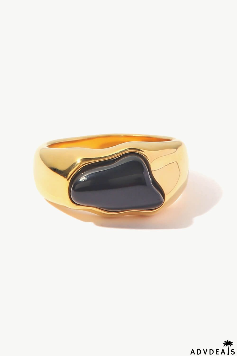 Inlaid Natural Stone Stainless Steel Ring