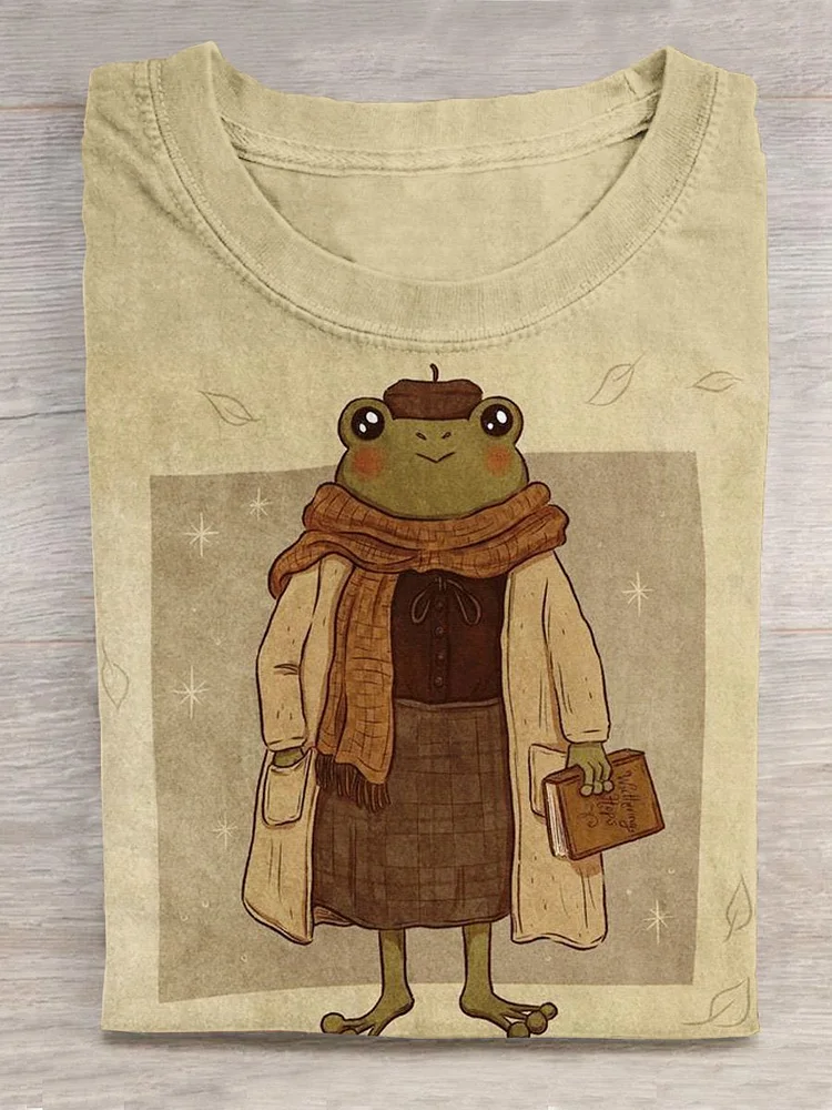 Funny Frog Art Pattern Print Casual T-shirt socialshop