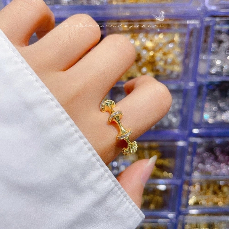 Copper Inlay Solid Color Zircon Rings