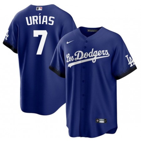 Men's Los Angeles Dodgers #7 Julio Urias 2021 Royal City Connect Cool Base Stitched Baseball Jersey W352