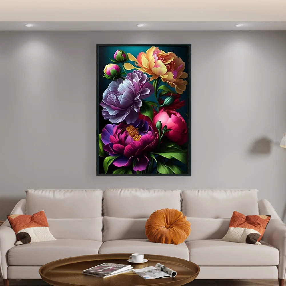 9CT Full Stamped Cross Stitch Bead Embroidery- Flower(Canvas|50*69CM)