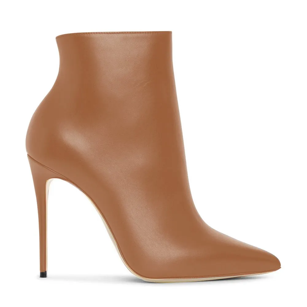100mm Women's Closed Pointed Toe Stilettos Ankle Matte Boots-vocosishoes