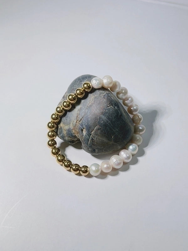 Elegant Color Block 304 Stainless Steel Freshwater Pearl Bracelets In Bulk