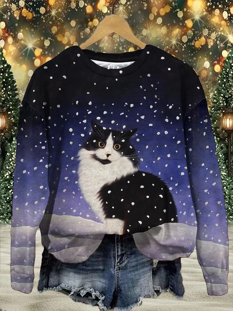 Women’s Rooftop Cat Casual Sweatshirt socialshop