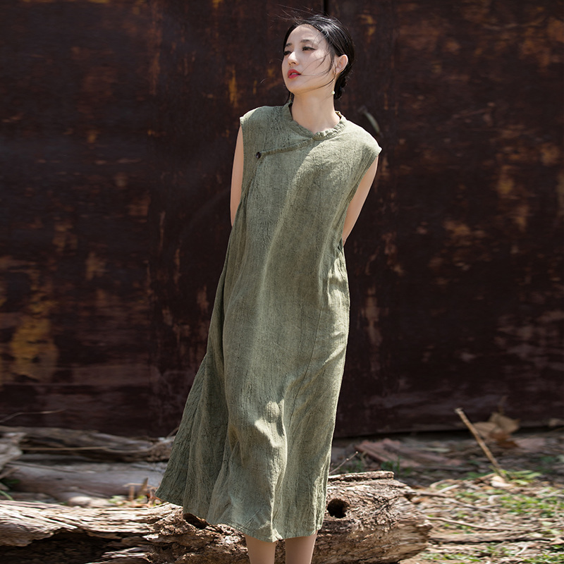 Original Lightweight Linen-Cotton Hand-Dyed Sleeveless Dress