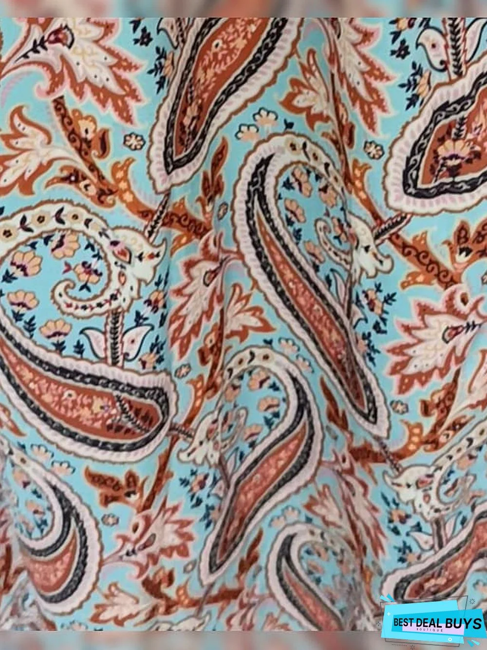 Women's Swing Dress Maxi Long Dress Red Brown Short Sleeve Print Split Ruffle Button Spring Summer V Neck Vintage