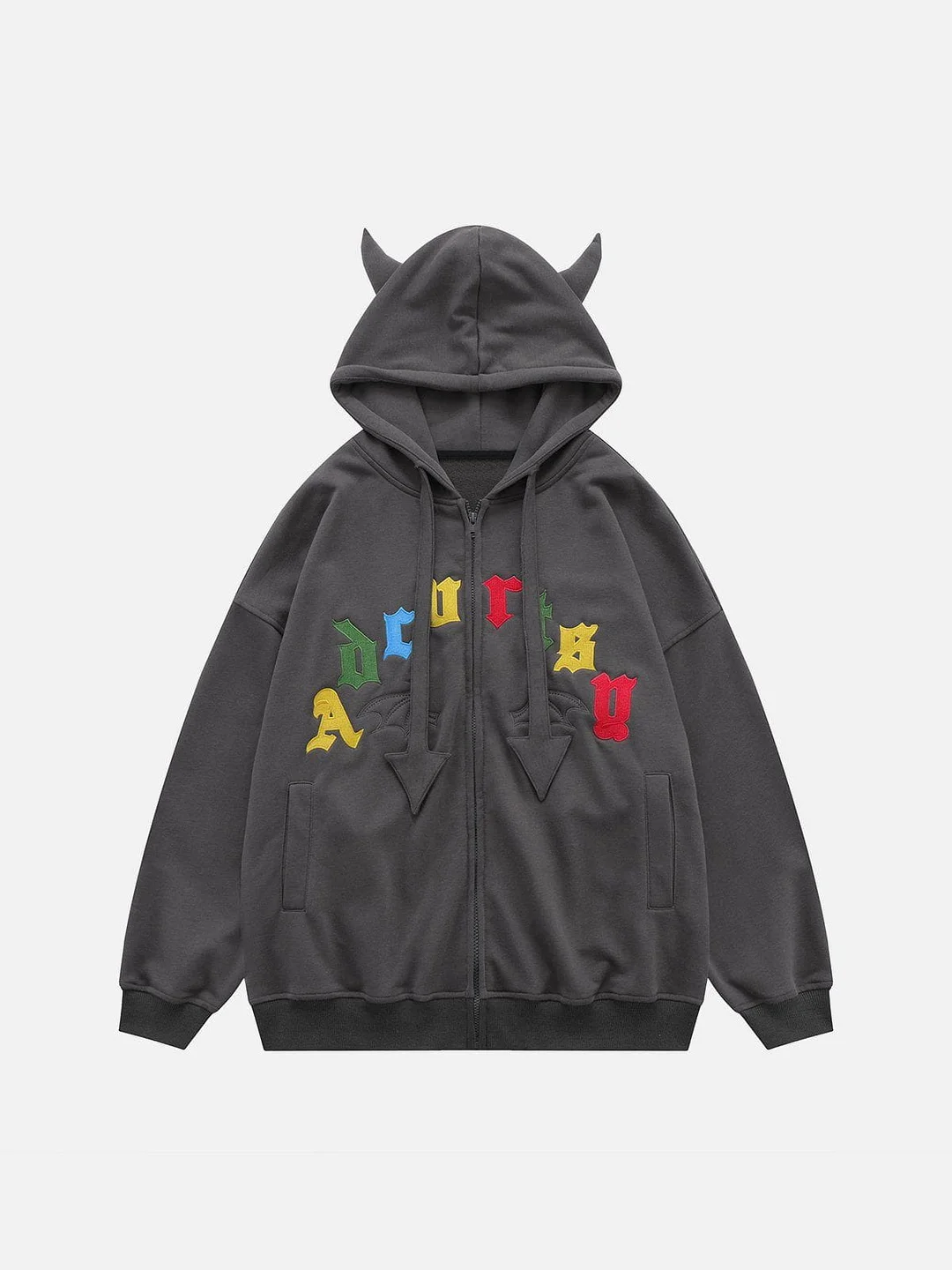 Aelfric Eden Color Letter Demon Horn Hoodie