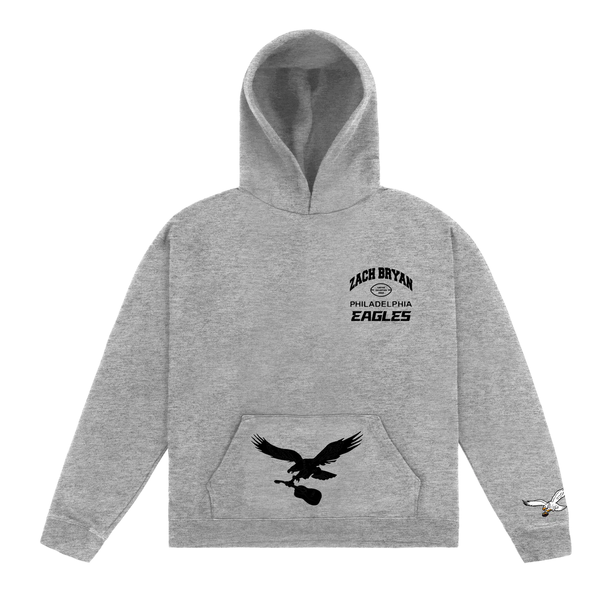 "Zach Bryan Philadelphia Eagles gray hoodie front"