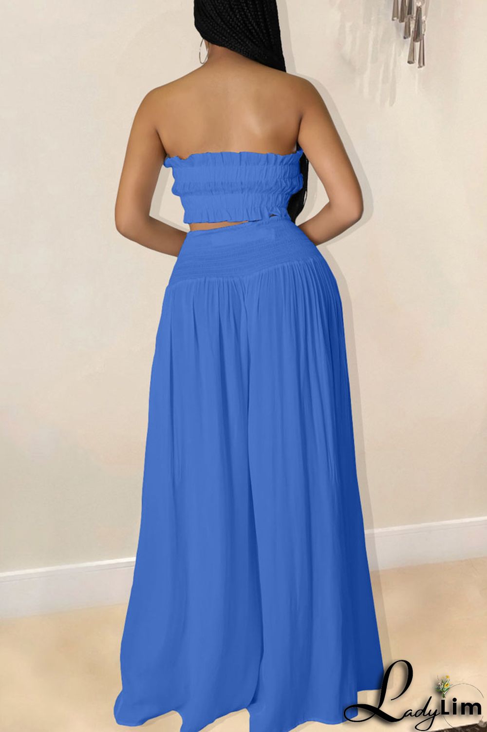 Red Sexy Solid Split Joint Stringy Selvedge Strapless Sleeveless Two Pieces