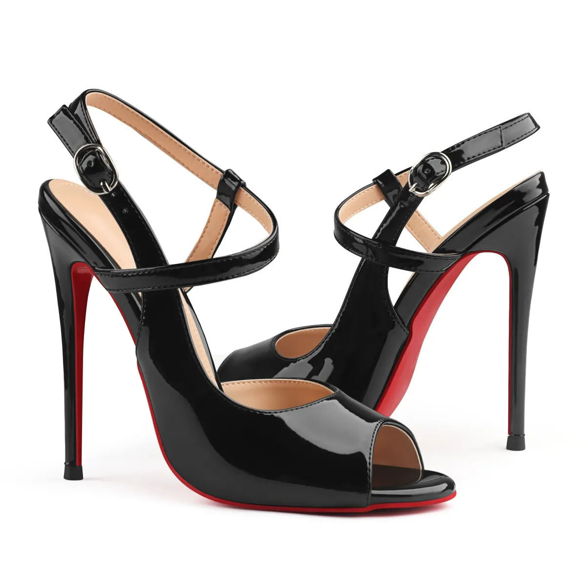 120/100mm Women&rsquo;s Ankle Strap Red Bottom High Heel  Sandals-MERUMOTE