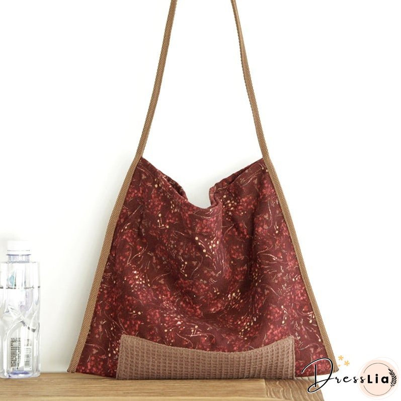 Retro Ethnic Floral Canvas Shoulder Bag