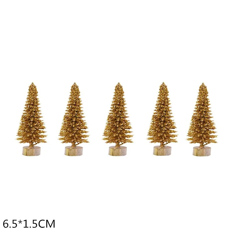 5Pcs 5-16cm Sisal Fiber Mini Christmas Tree Snow Frost Pine Tree DIY Craft Christmas Party Table Decoration Christmas Ornaments