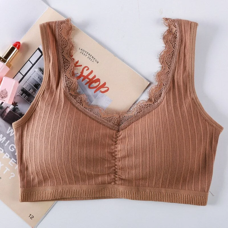 Solid Color Bralette Straps Bras For Women Lace Seamless Wireless Push Up Bra Comfortable Underwear Sexy Lingerie Drop Shipping