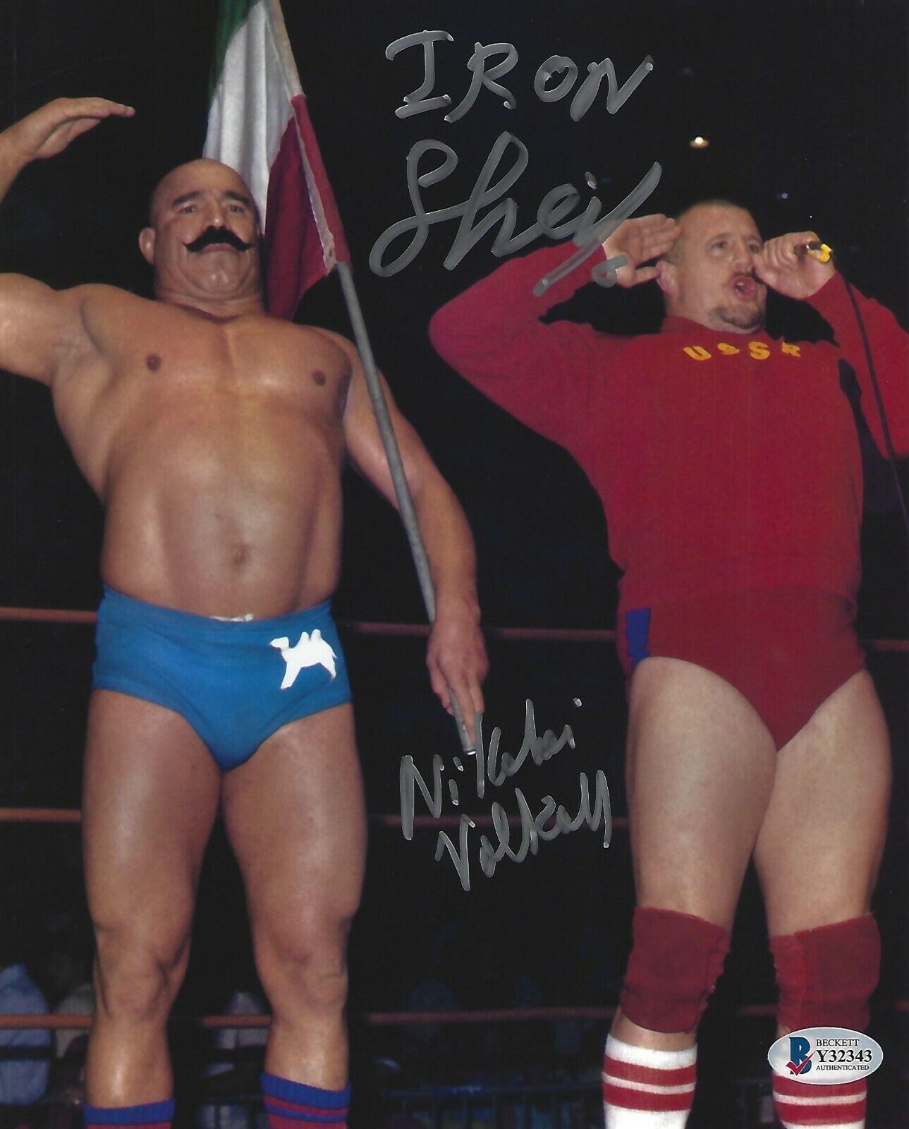 Iron Sheik & Nikolai Volkoff Signed 8x10 Photo Poster painting BAS COA WWE WWF Picture Autograph