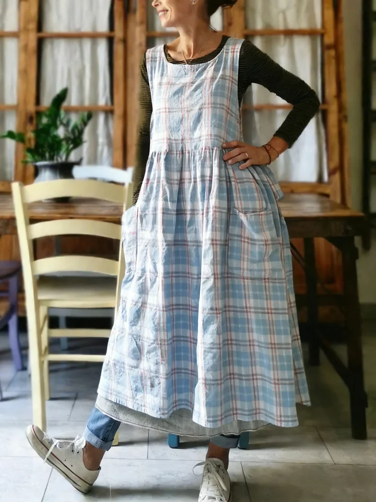 Plaid Print Apron