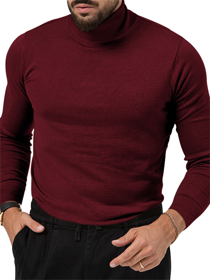 Autumn and Winter New High Elasticity High Neck Knitted Cashmere Sweater Thickened Young Men's Warm Bottoming Clothes