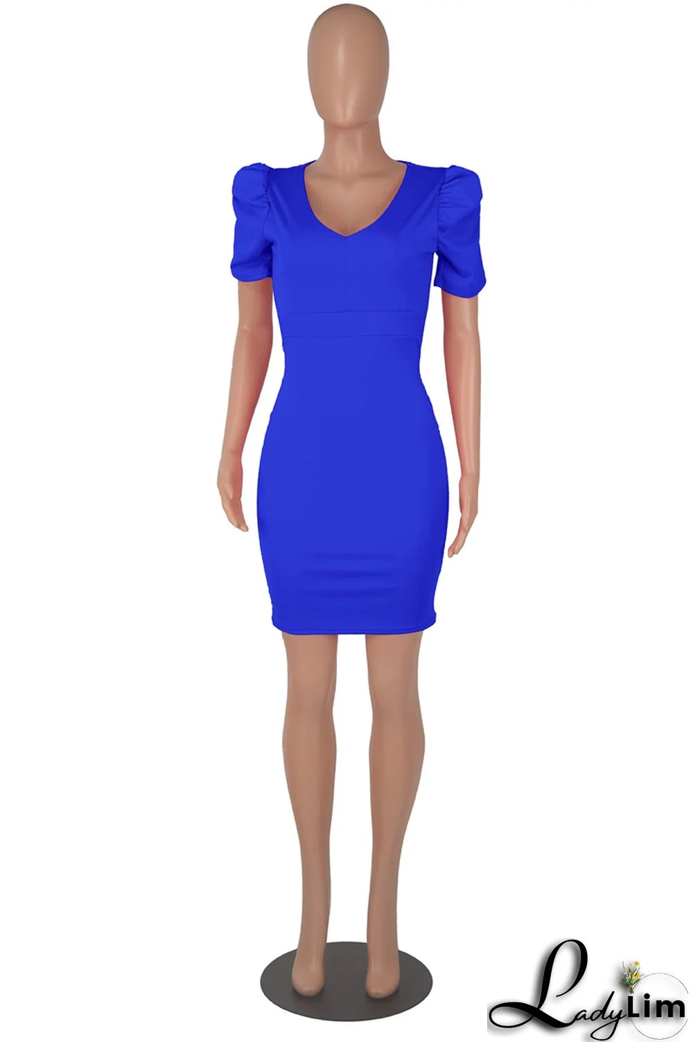 Black Fashion Casual Solid Basic V Neck Short Sleeve Dress Dresses